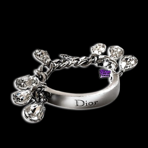 Dior Jewelry - Dior Vintage By Galliano Y2K Crystal Charm Embellished Logo ID Gambler Bracelet